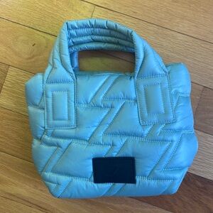 New Gymshark quilted mini tote in frost teal blue, Gymshark gym tote bag